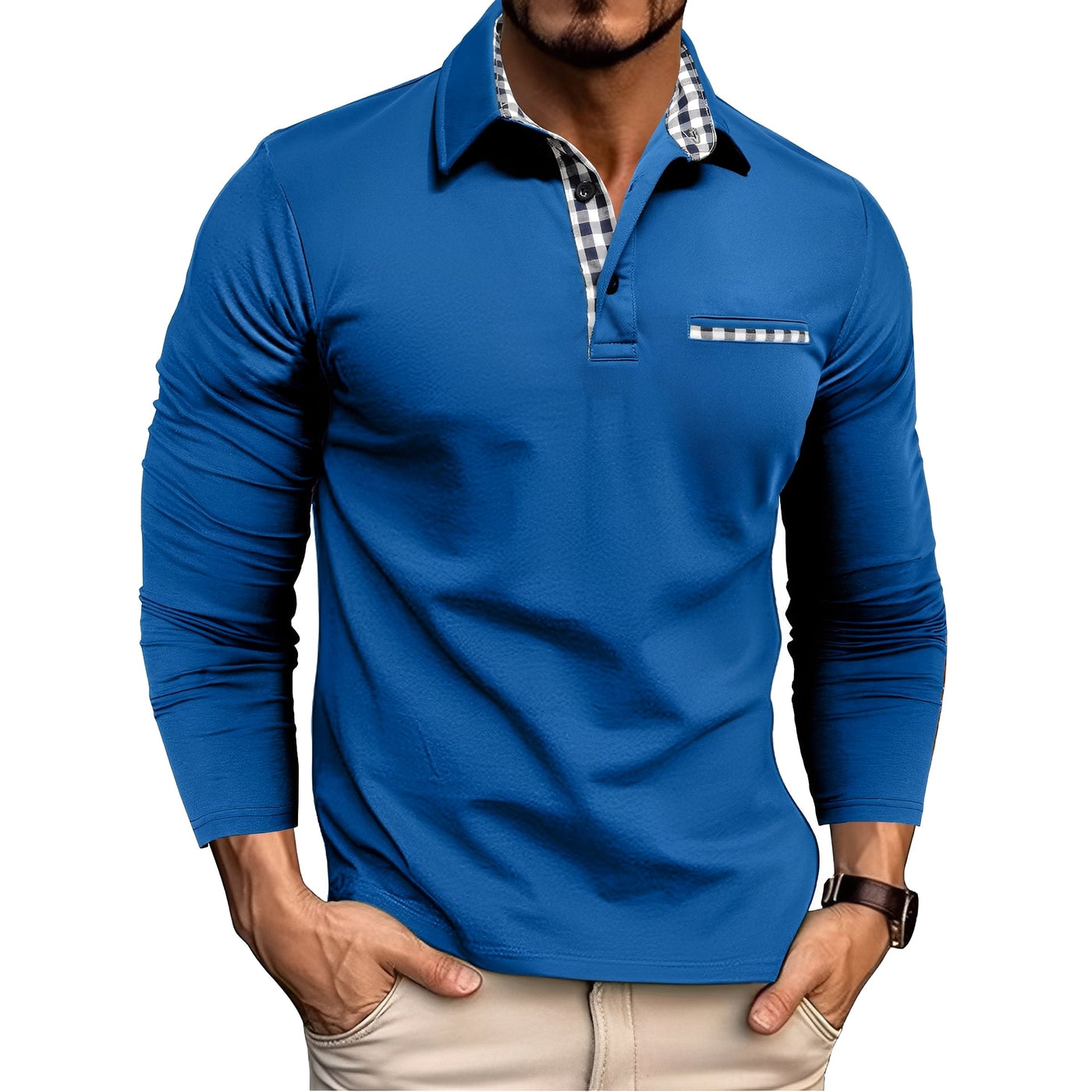 Jerome - Camiseta polo casual con mangas largas para hombres