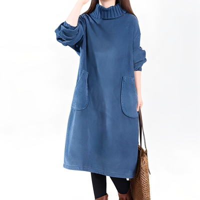 Elouise - Vestido de pana suelto con bolsillos para mujeres