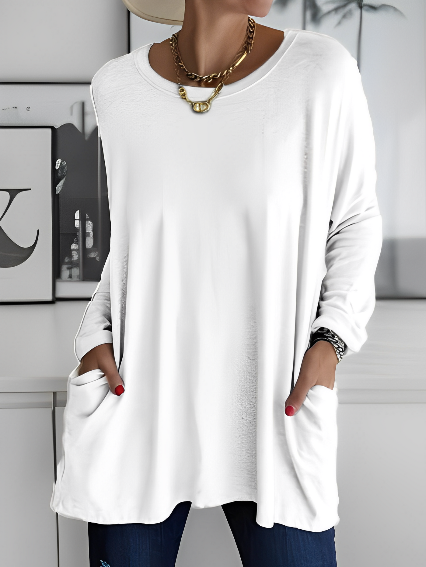 Leola - Suéter casual con bolsillos para mujer