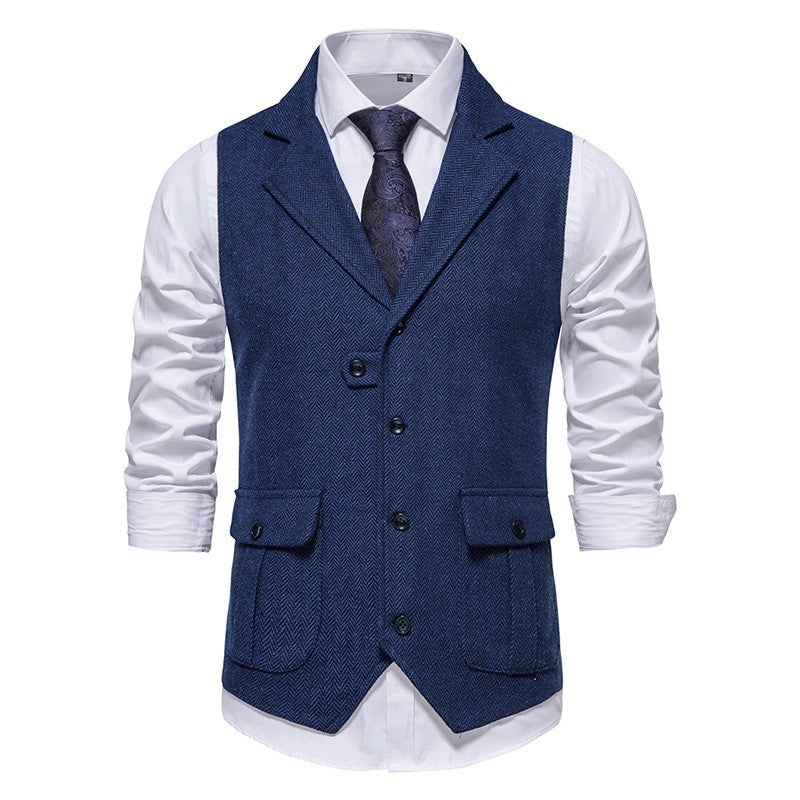 Rodney - Clásica chaqueta de un solo botón para hombres con patrón de espina de pescado