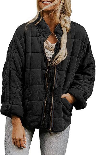 Wenona - Chaqueta de cuadros caliente con bolsillos para mujeres
