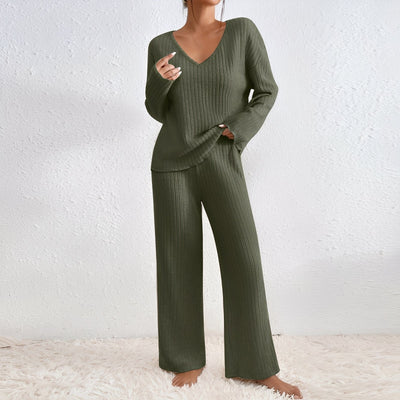 Michele - Conjunto de salón de dos piezas de punto informal para mujeres