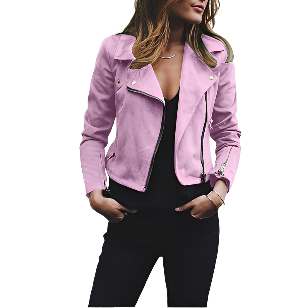 Euphemia - Elegante chaqueta corta con cuello con solapa para mujeres