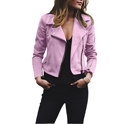 Euphemia - Elegante chaqueta corta con cuello con solapa para mujeres