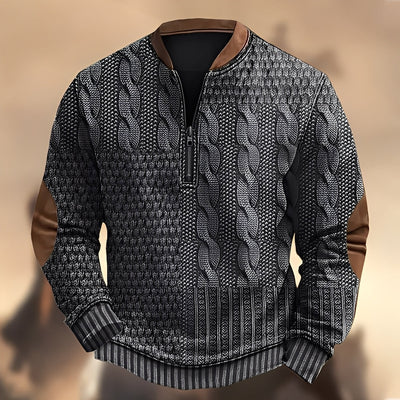 Edmund - Suéter casual impreso con cremallera para hombres