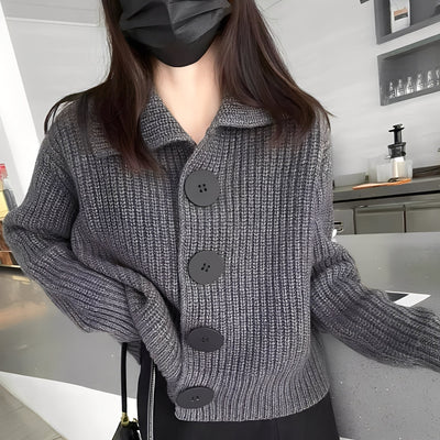 Alannah - Moderna chaqueta de punto con botones grandes para mujer