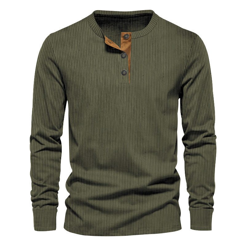 Dwaine - Camisa Casual de Manga Larga de Pana para Hombres