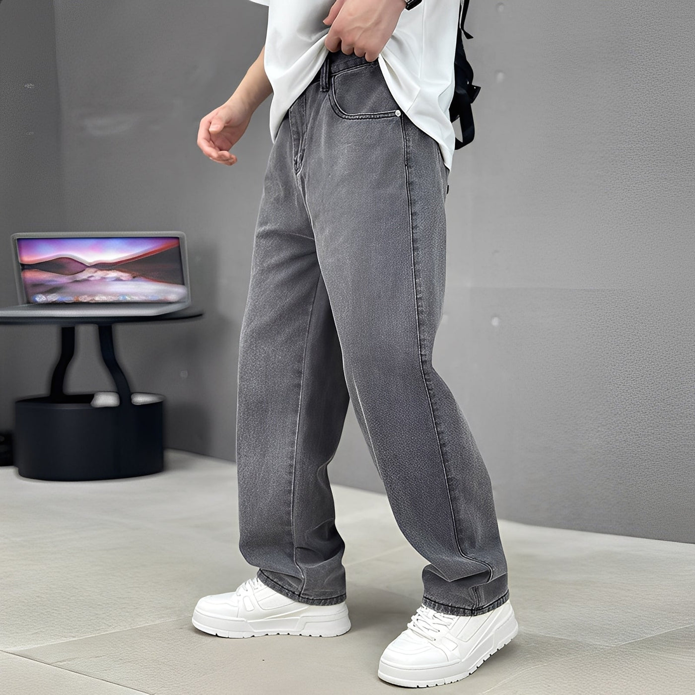 Wendell - Jeans elegantes con pierna ancha para hombres