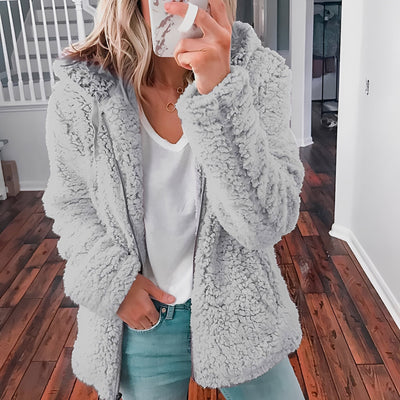 Blaire - Abrigo Casual con Capucha de Piel de Oso para Mujeres