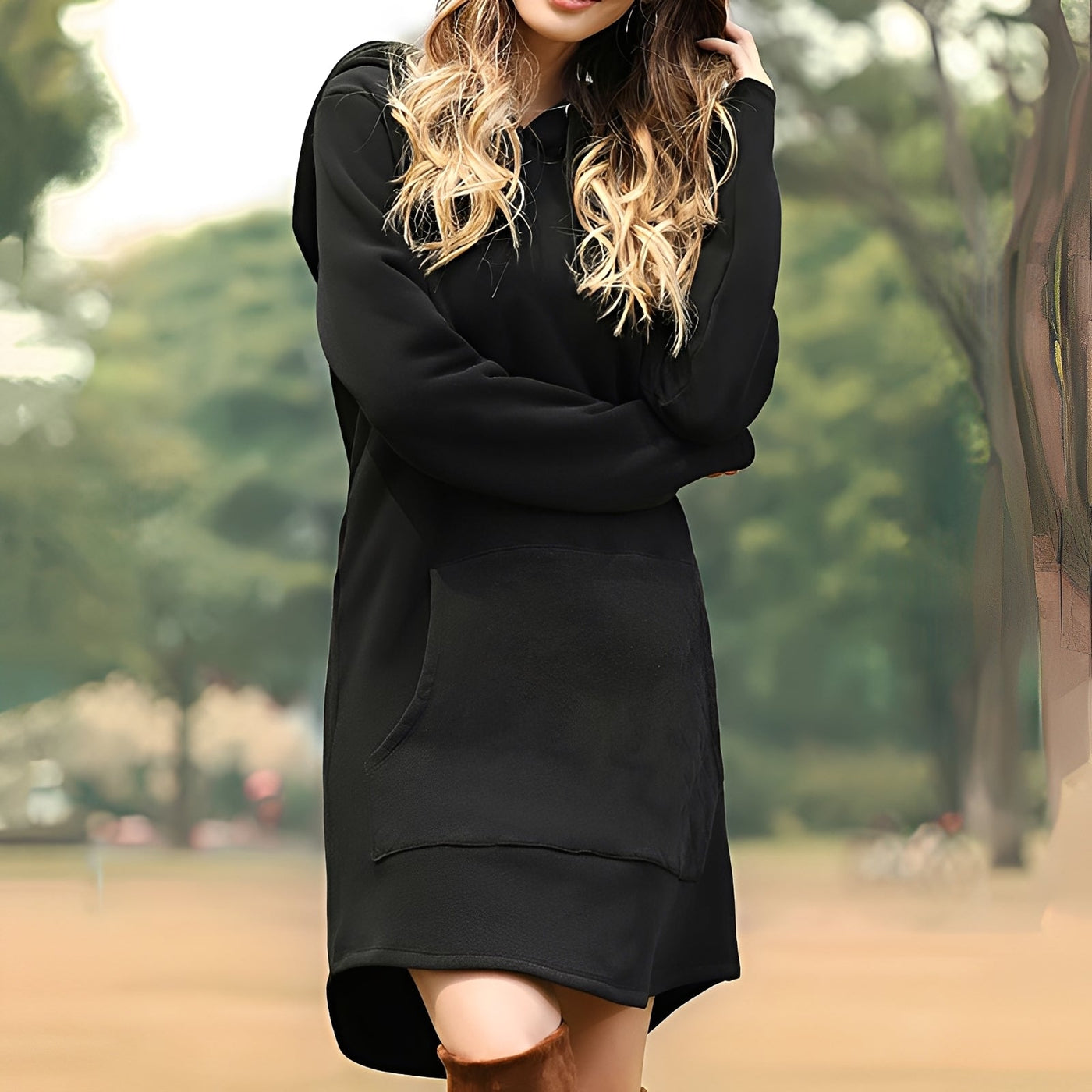 Glenna - Vestido con capucha de manga larga para mujeres