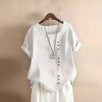 Corrine - Clásica, holgada blusa de lino para mujer