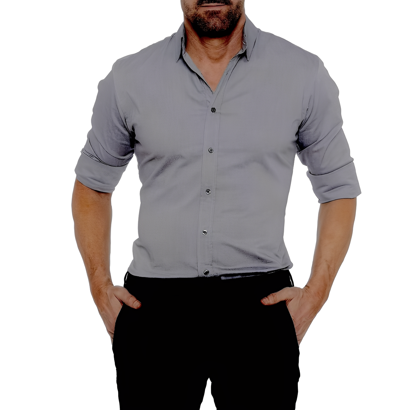 Andrew - Camisa casual, formal y sin arrugas para hombres