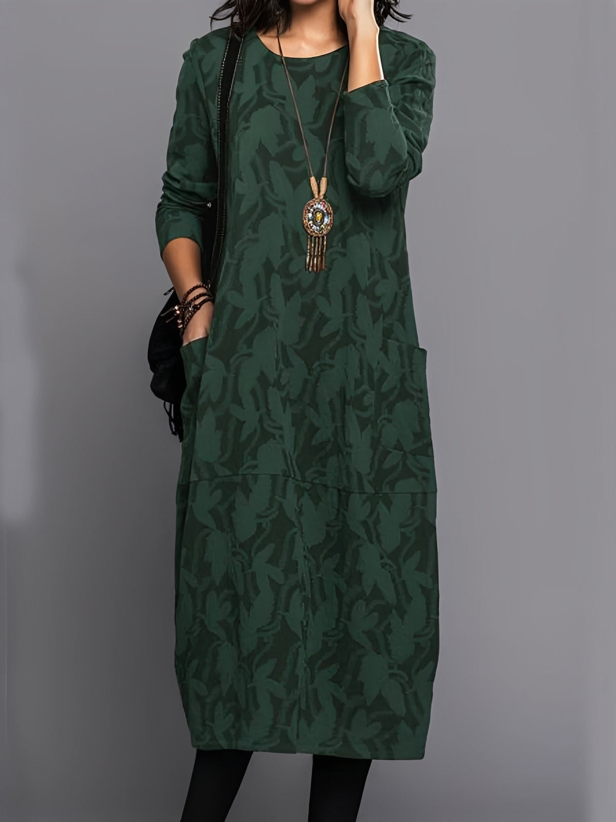 Kadence - Elegante vestido de manga larga con estampado para mujer
