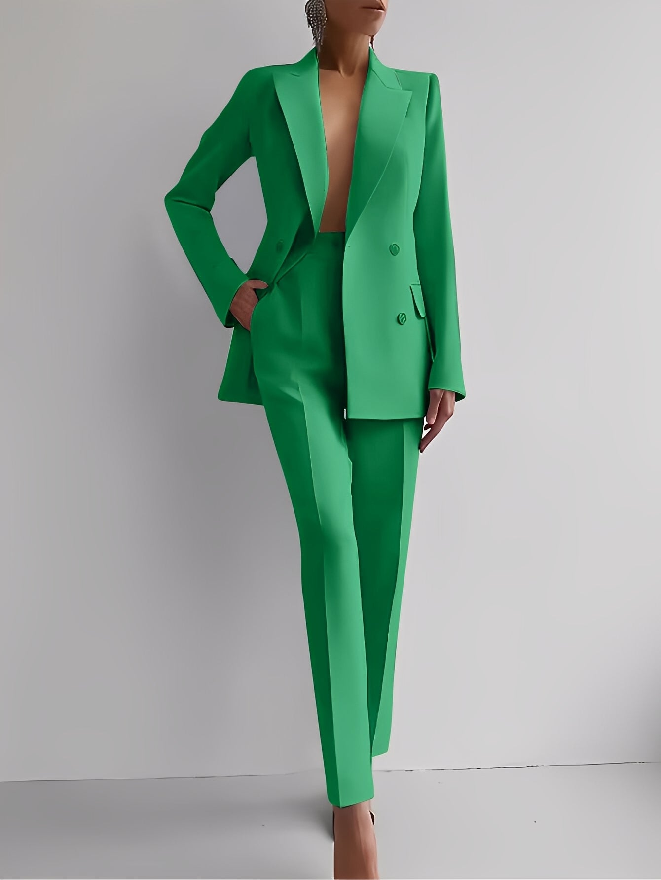 Nydia - Conjunto formal ajustado de blazer y pantalón para mujeres
