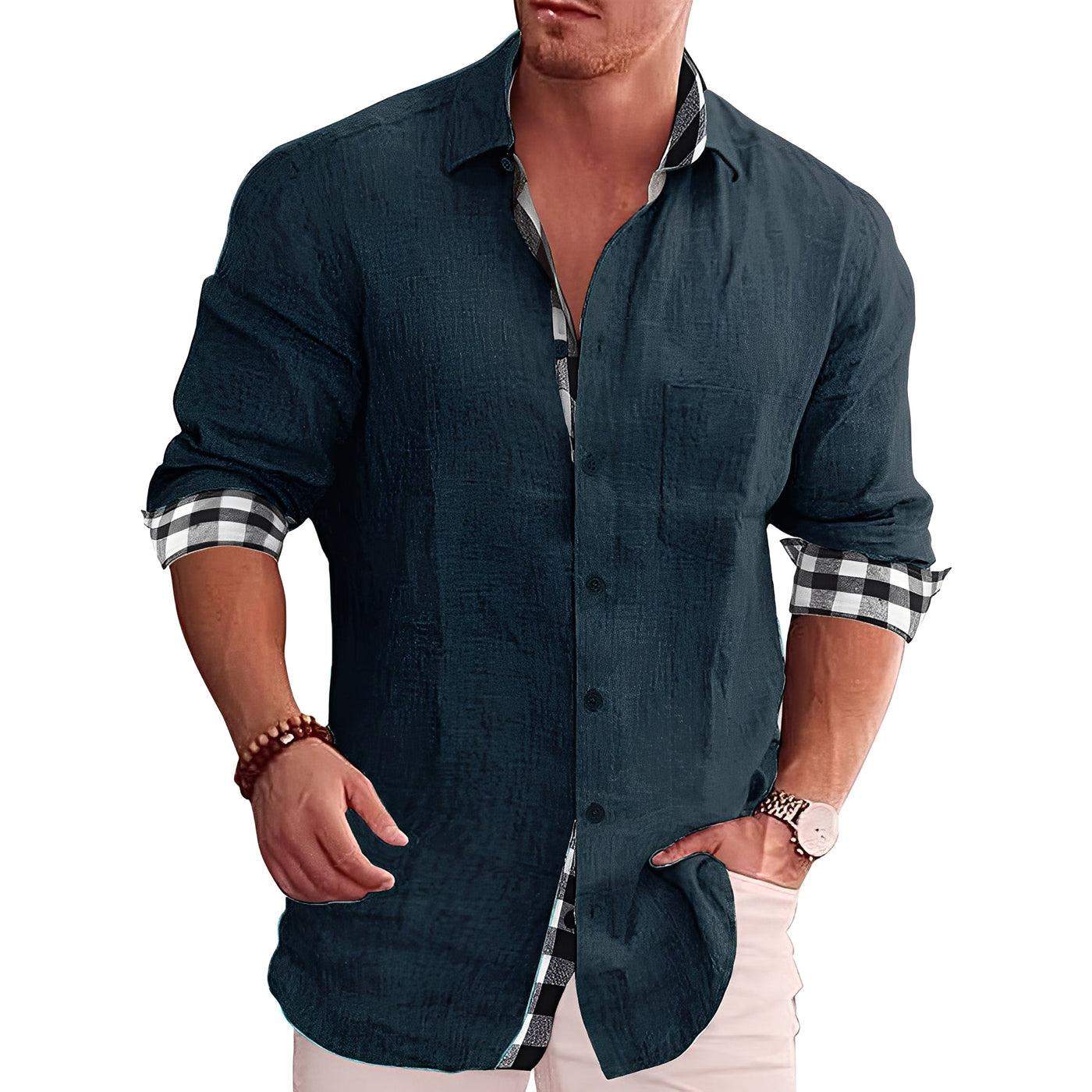 Ronald - Camisa de Cuadros Informal para Hombres