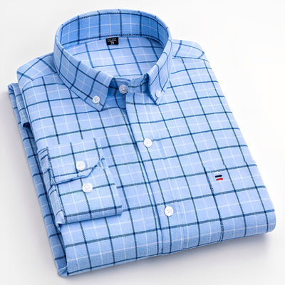 Nikolas - Camisa de algodón a cuadros informal para hombres