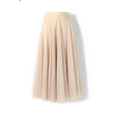 Kelly - Falda midi casual de malla plisada para mujer