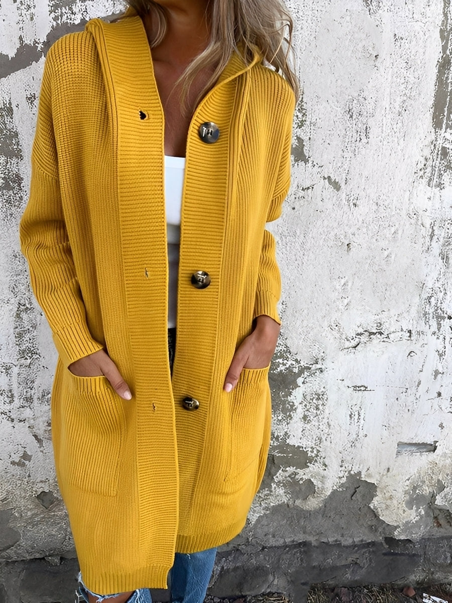 Suzanna - Casual largo cardigan con capucha para mujeres