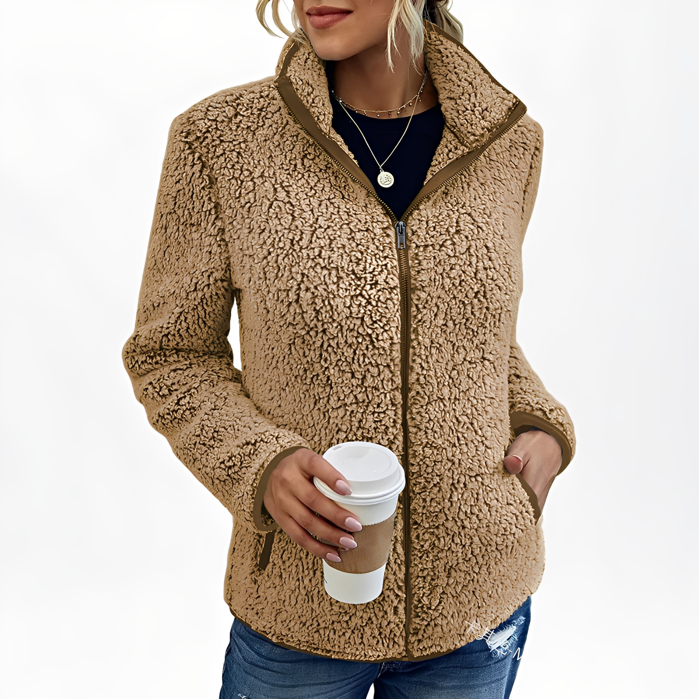 Alethea - Elegante abrigo de terciopelo polar para mujer