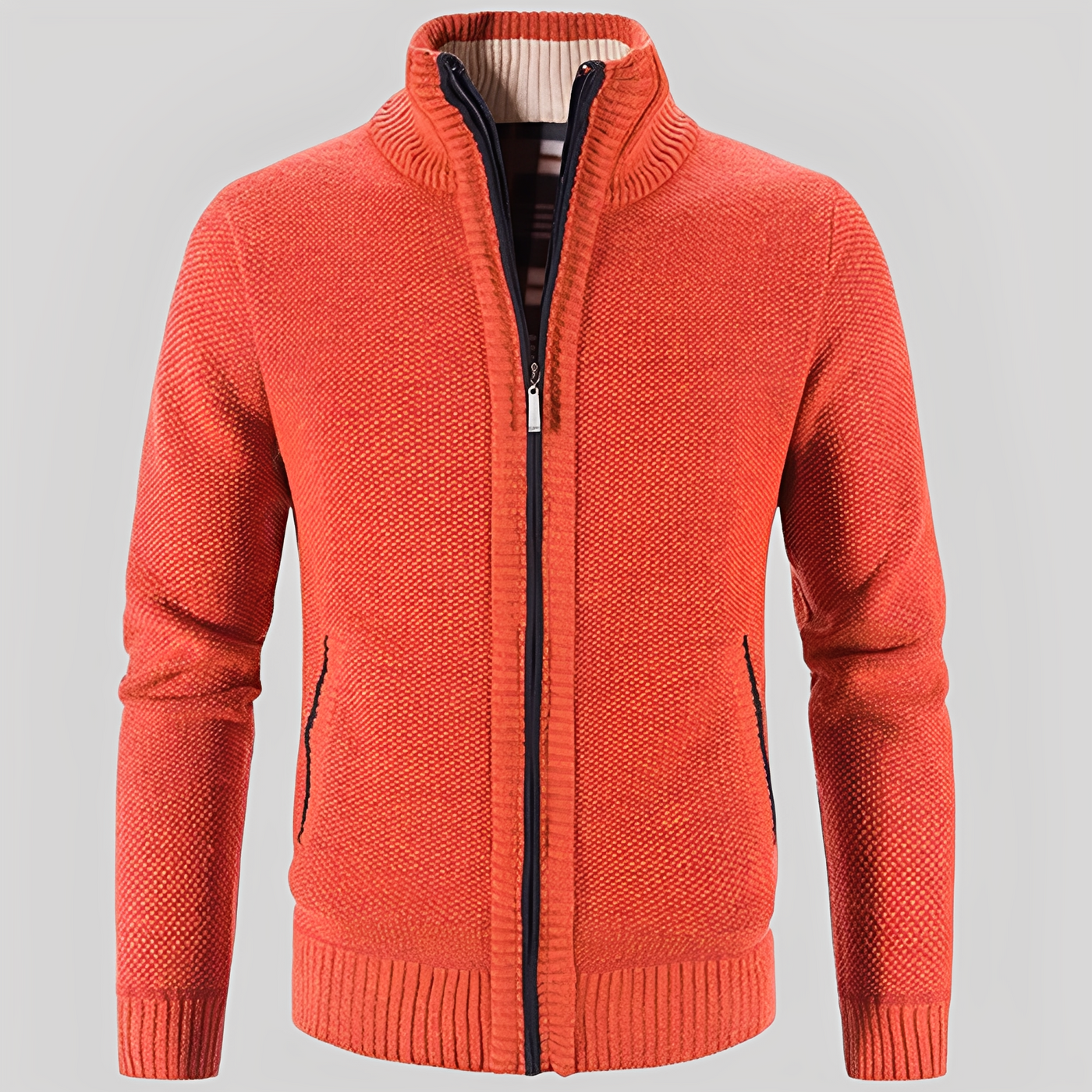 Kelvin - Sencilla Chaqueta de Punto con Cremallera para Hombres