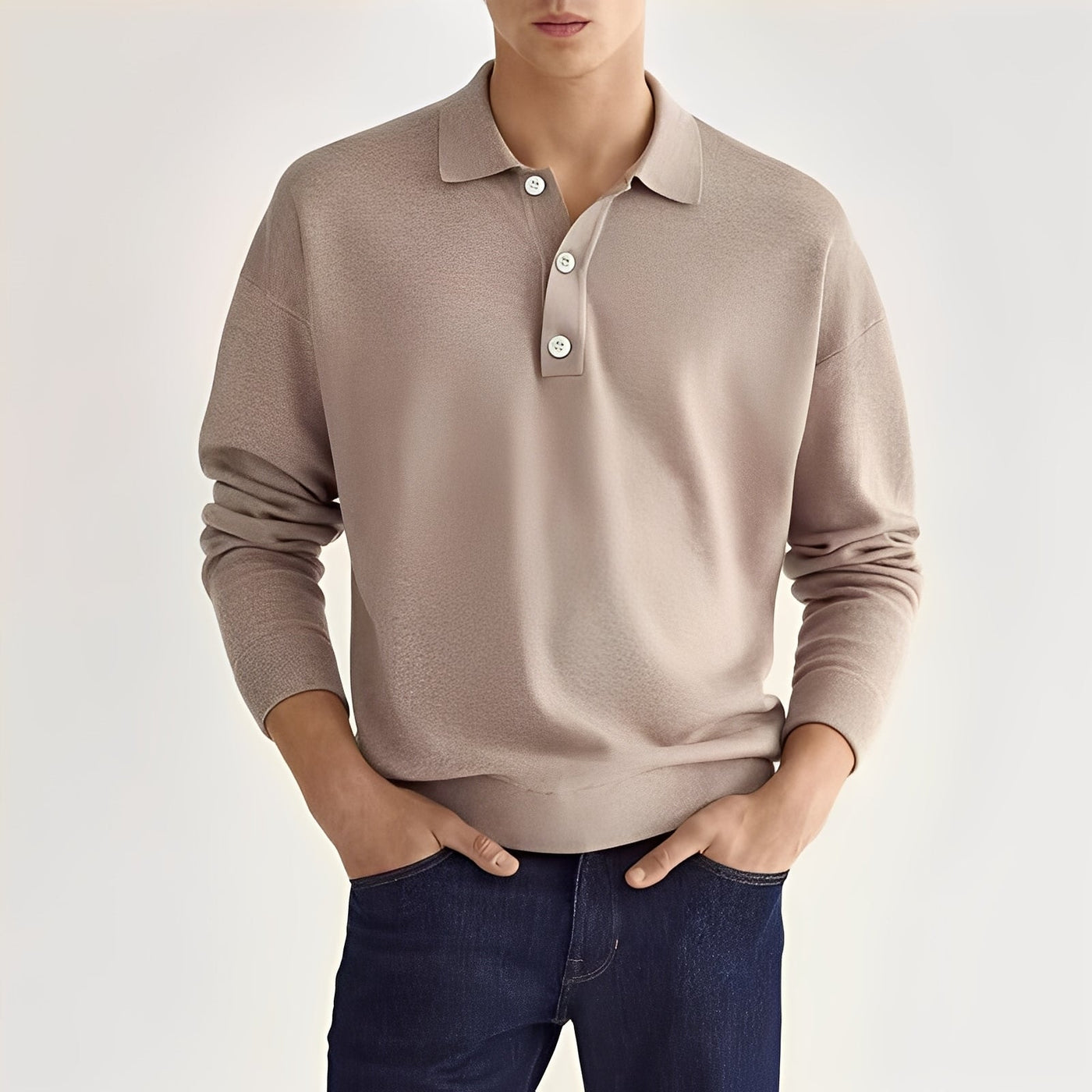 Zavier - Camisa Polo de Manga Larga Casual para Hombres