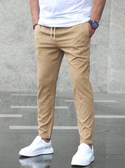 Allan - Pantalones estrechos elásticos con cordón para hombres
