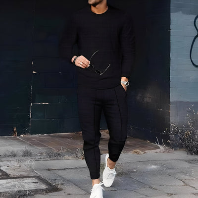Dillan - Conjunto ajustado casual para hombres de tejido waffle
