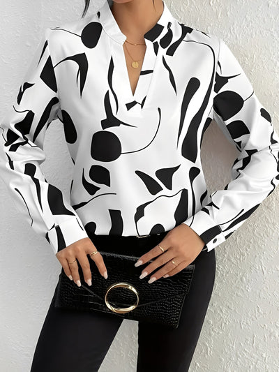 Melville - Elegante blusa de manga larga con estampado para mujer