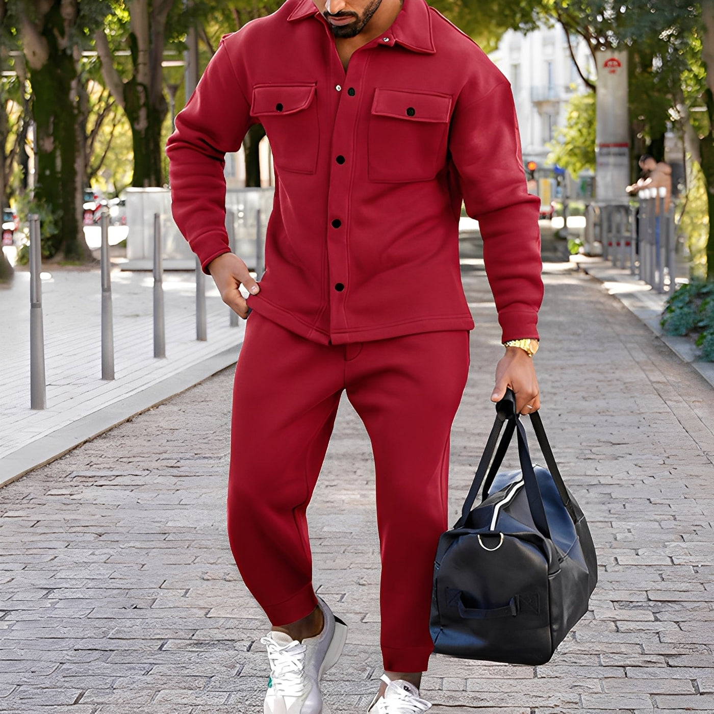 Kent - Conjunto Casual Ajustado de Camisa y Pantalón para Hombres
