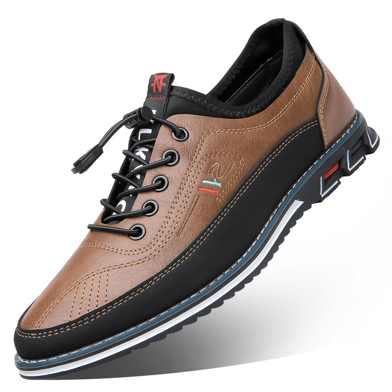 Aaron - Zapatillas de cuero antideslizantes casuales para hombres
