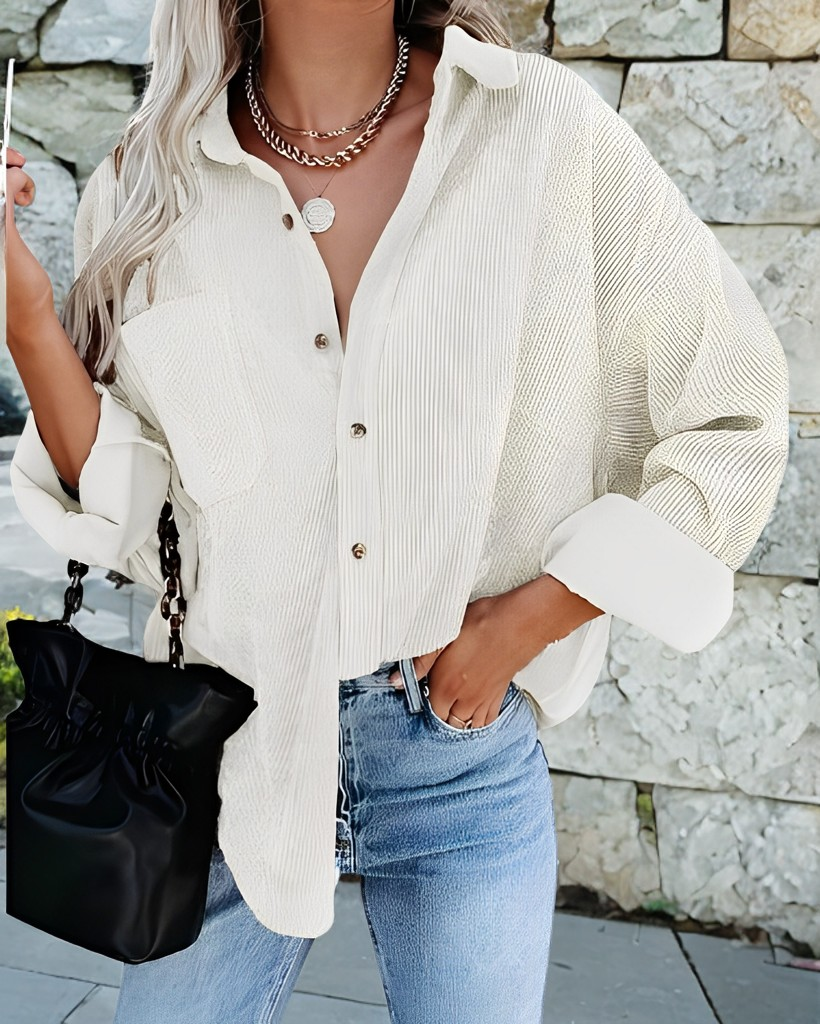 Colene - Cómoda camisa de pana de corte holgado para mujer