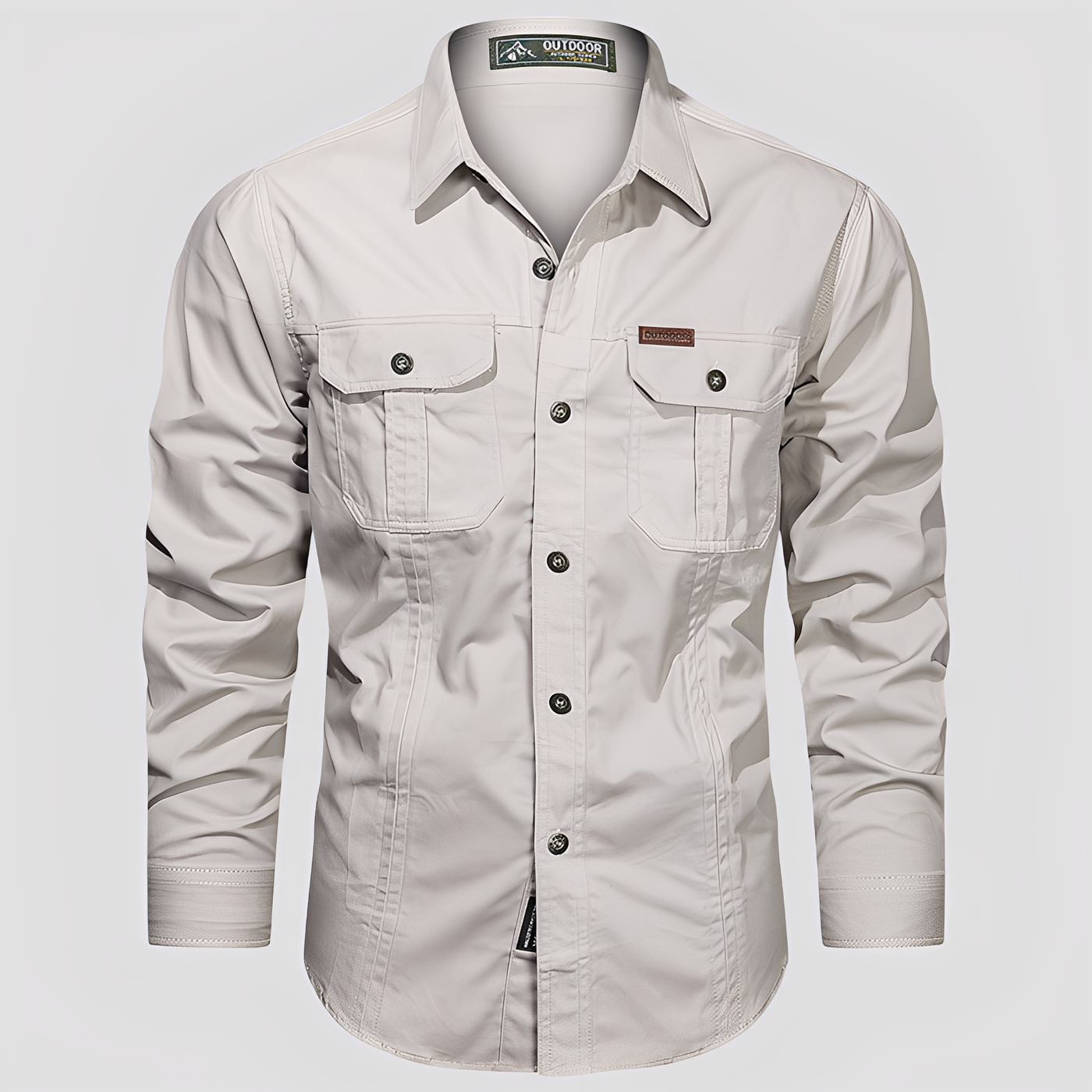 Ranulph - Camisa Cargo de Manga Larga Casual para Hombres
