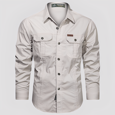 Ranulph - Camisa Cargo de Manga Larga Casual para Hombres