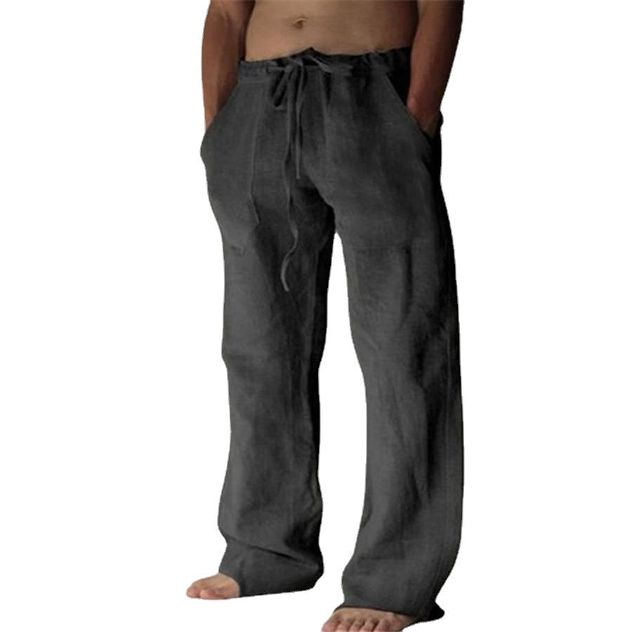 Benjamin - Pantalones lino lisos casual hombre