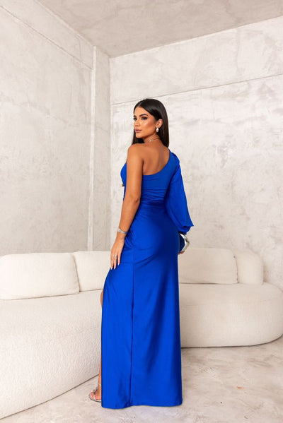 Fely - Vestido Satinado de Un Solo Hombro Radiante