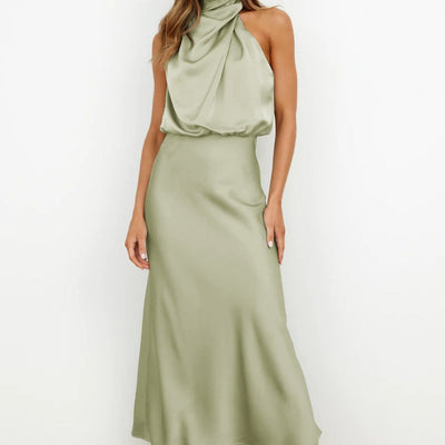 Trina - Elegante Vestido de Satén con Hombro Descubierto