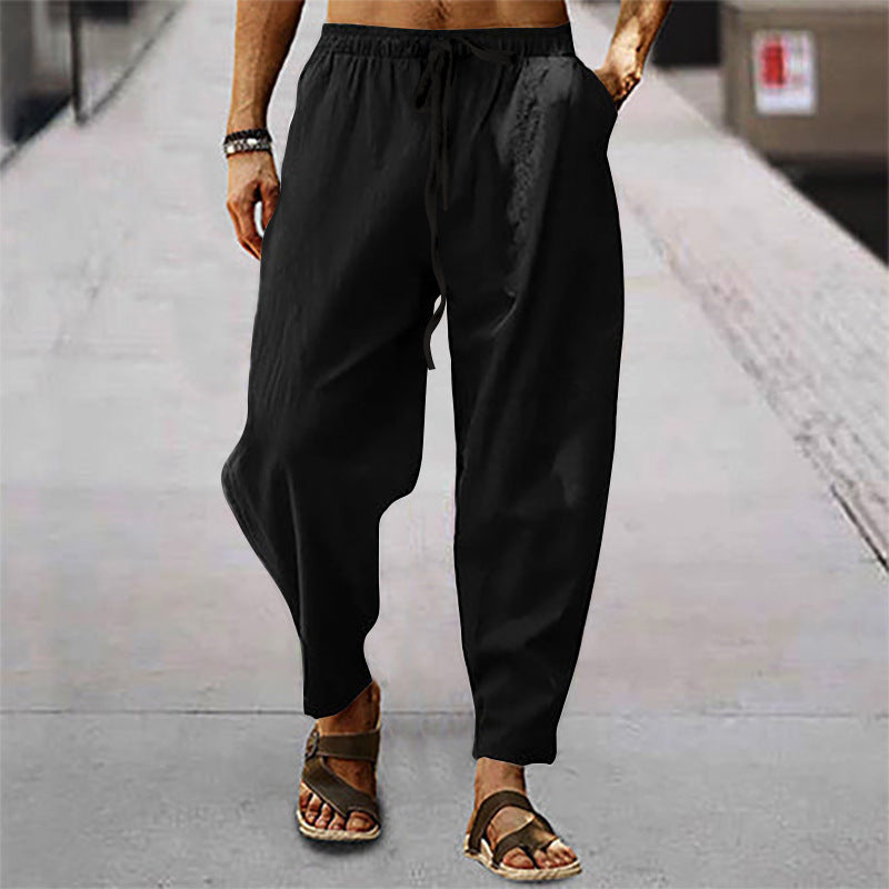 Titus - pantalones de playa para hombre con bolsillos de lino y algodón