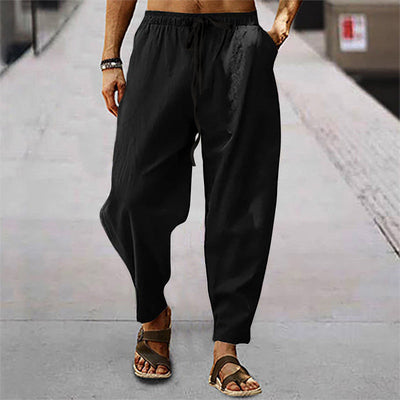 Titus - pantalones de playa para hombre con bolsillos de lino y algodón