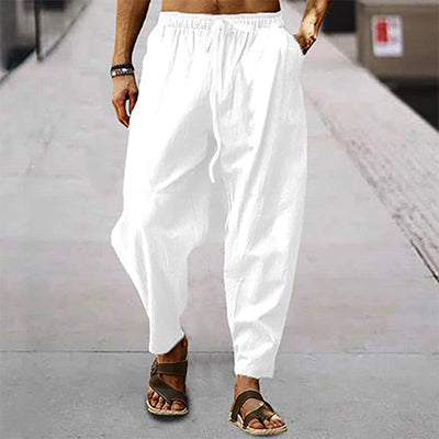 Titus - pantalones de playa para hombre con bolsillos de lino y algodón