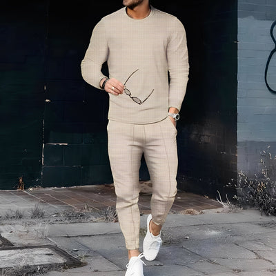 Dillan - Conjunto ajustado casual para hombres de tejido waffle