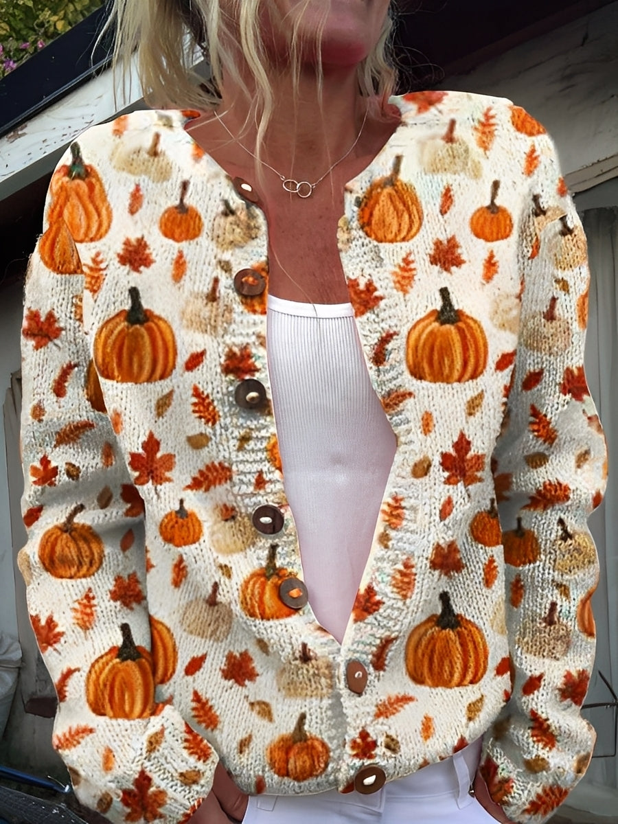 Kandace - Elegante Chaqueta de Punto con Estampado Floral para Mujer