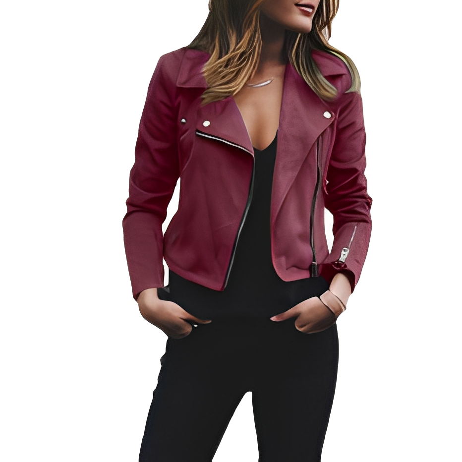 Euphemia - Elegante chaqueta corta con cuello con solapa para mujeres