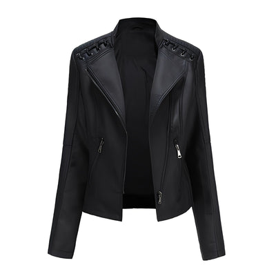 Narelle - Elegante, estrecha chaqueta corta de cuero para mujeres