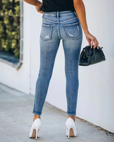 Cyrilla - Vaqueros ajustados casuales con roturas para mujer