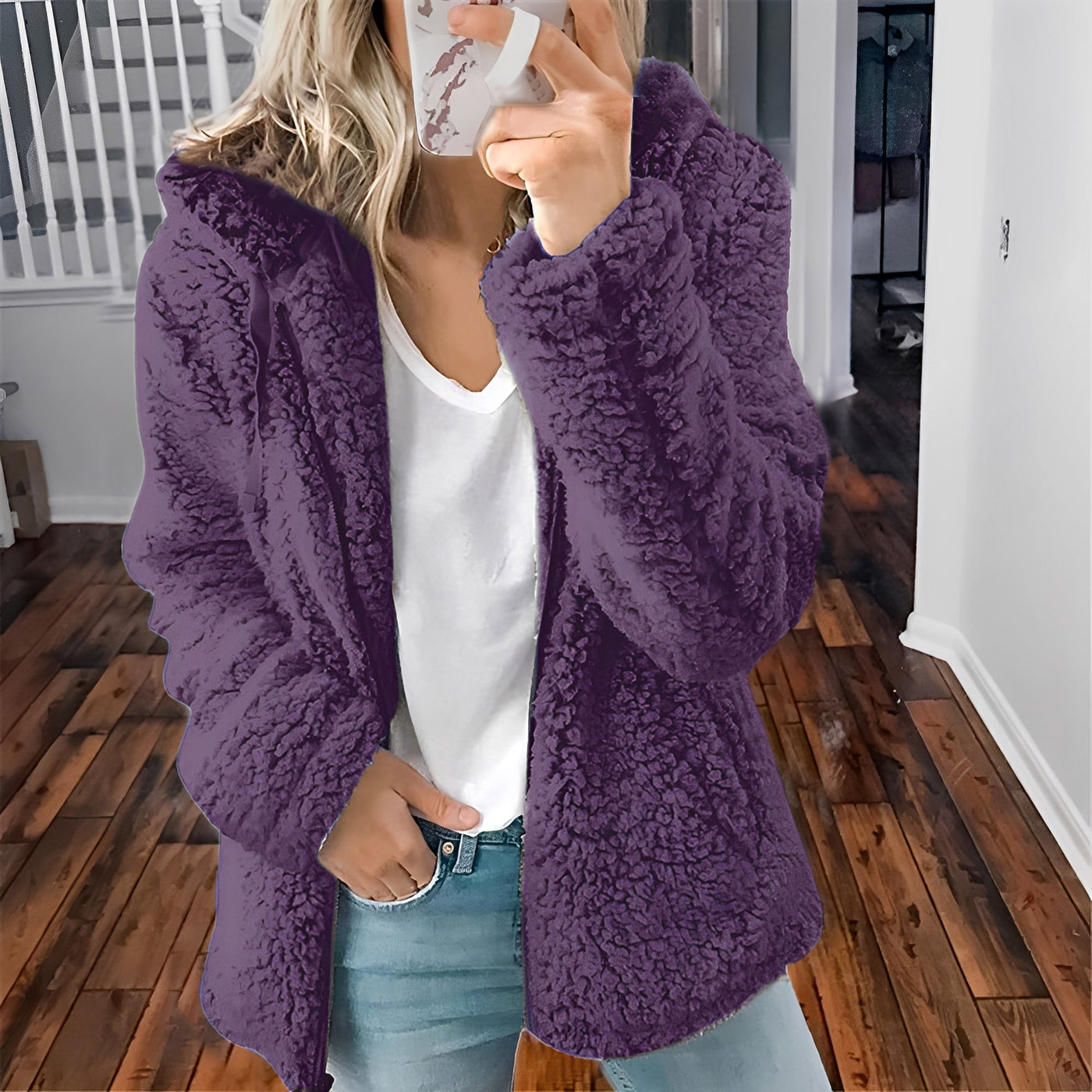 Blaire - Abrigo Casual con Capucha de Piel de Oso para Mujeres
