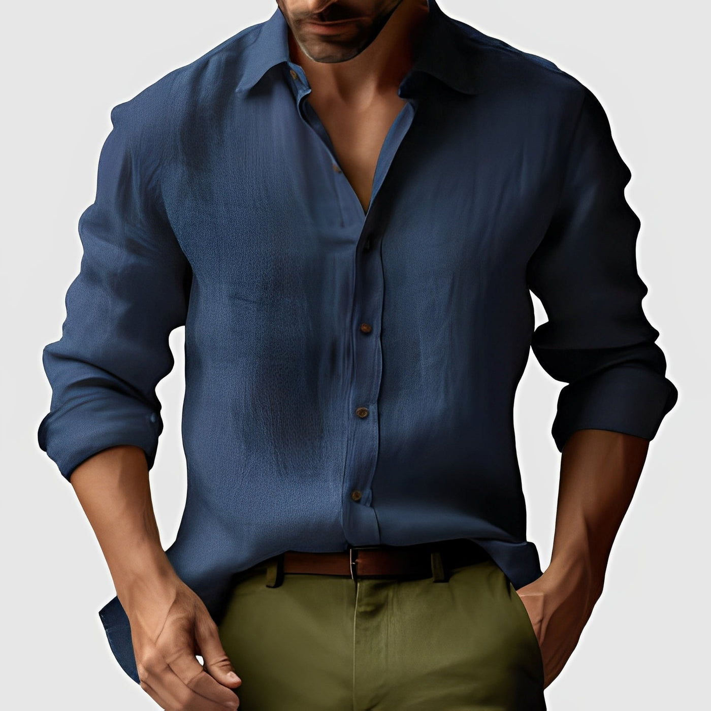 Emile - Clásica, sencilla camisa de lino para hombres