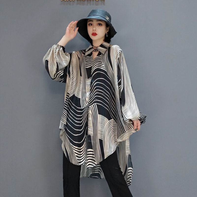 Hazel - Elegante blusa de gasa con corte asimétrico para mujeres
