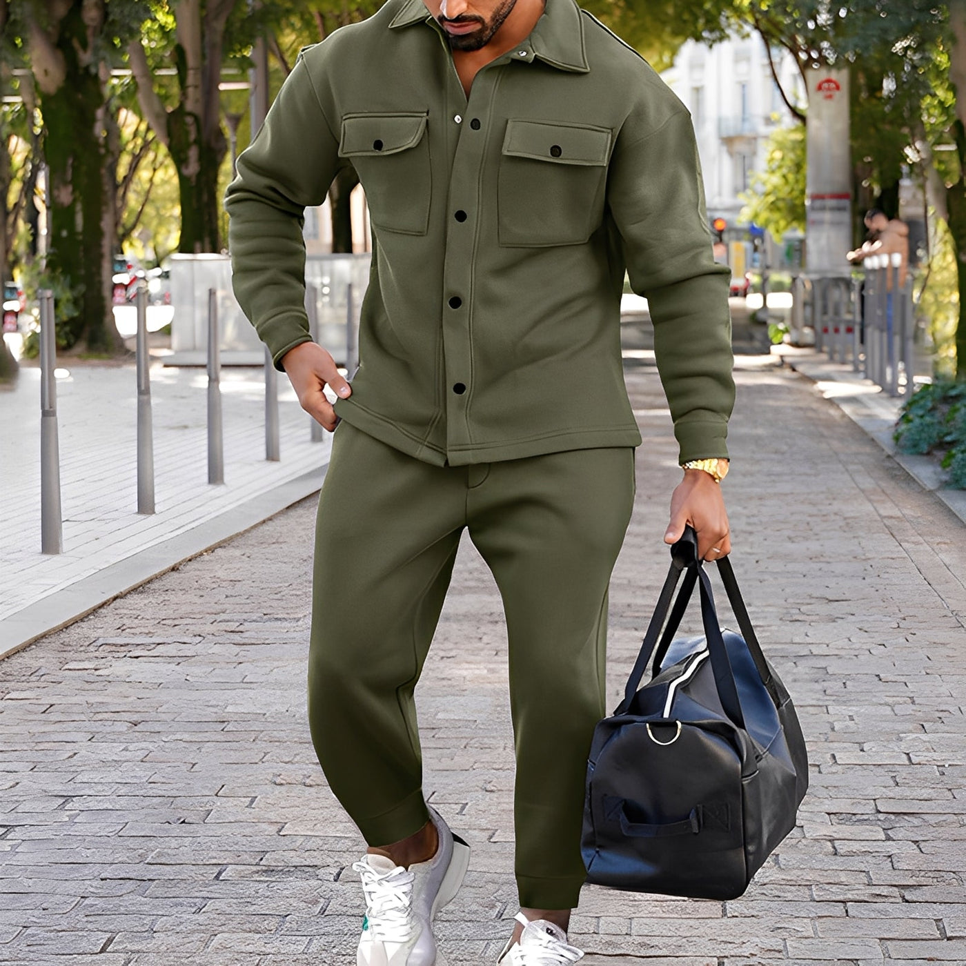 Kent - Conjunto Casual Ajustado de Camisa y Pantalón para Hombres