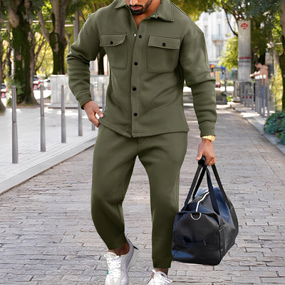 Kent - Conjunto Casual Ajustado de Camisa y Pantalón para Hombres