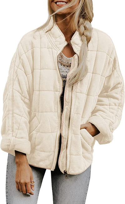 Wenona - Chaqueta de cuadros caliente con bolsillos para mujeres